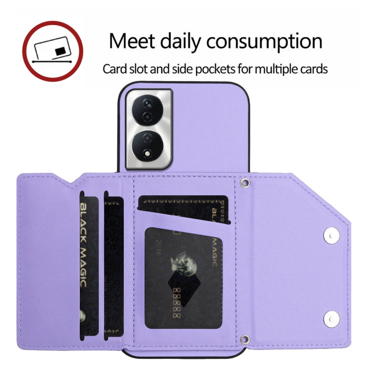 For Honor X7b / Play 8T Skin Feel Four Card Slots Phone Case with Wrist Strap