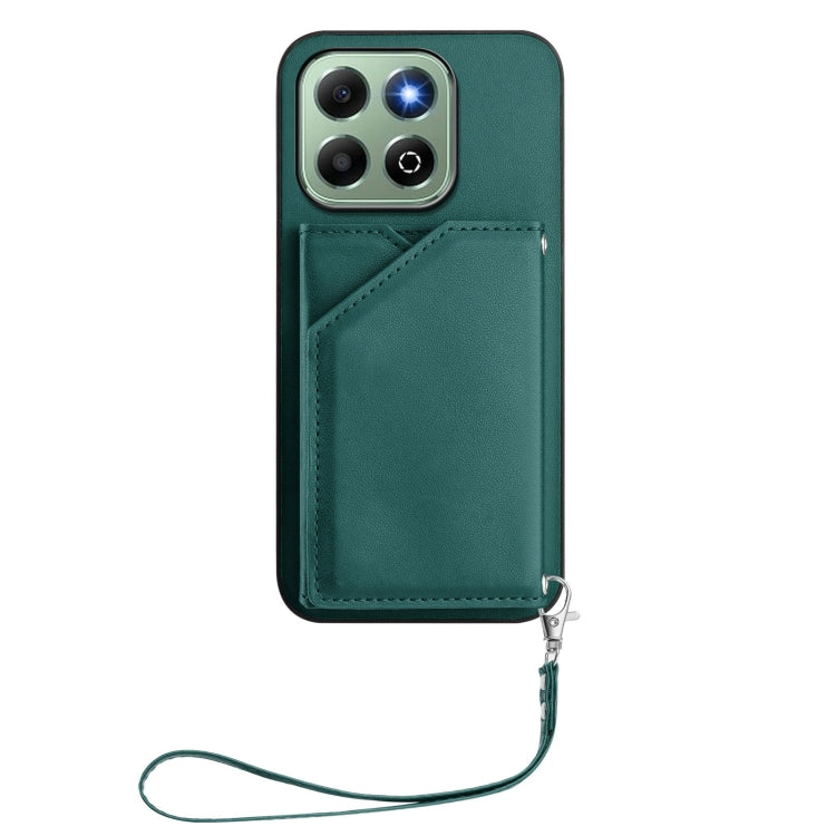 For Honor X6b Skin Feel Four Card Slots Phone Case with Wrist Strap