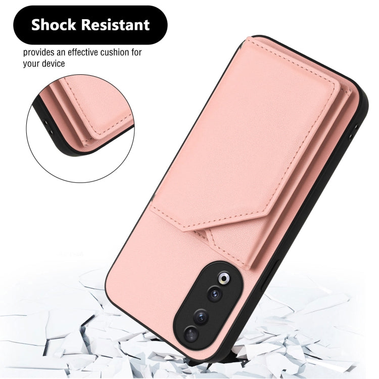 For Honor 90 Skin Feel Four Card Slots Phone Case with Wrist Strap