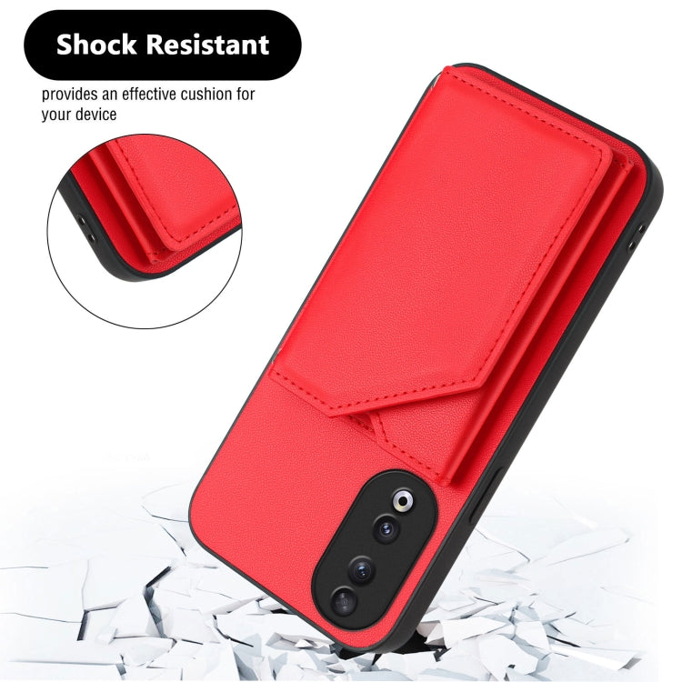 For Honor 90 Skin Feel Four Card Slots Phone Case with Wrist Strap