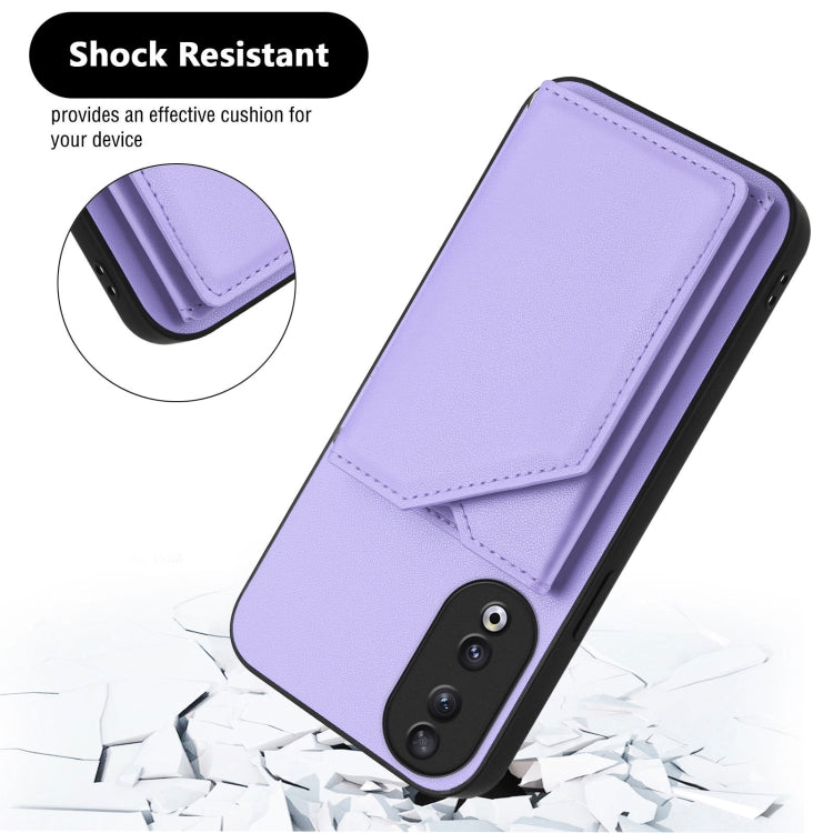 For Honor 90 Skin Feel Four Card Slots Phone Case with Wrist Strap
