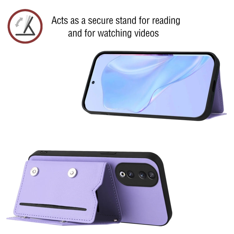 For Honor 90 Skin Feel Four Card Slots Phone Case with Wrist Strap