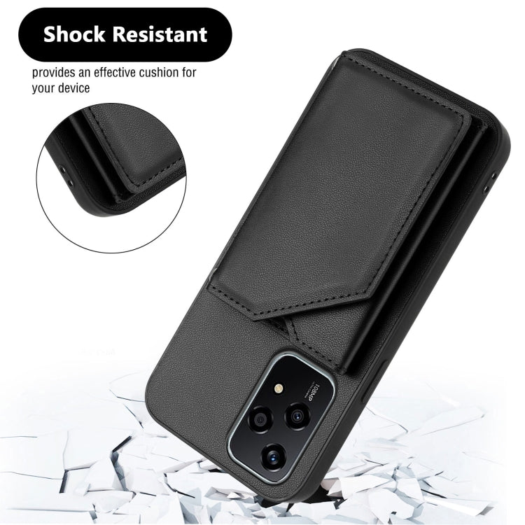 For Honor 200 Lite 5G Skin Feel Four Card Slots Phone Case with Wrist Strap