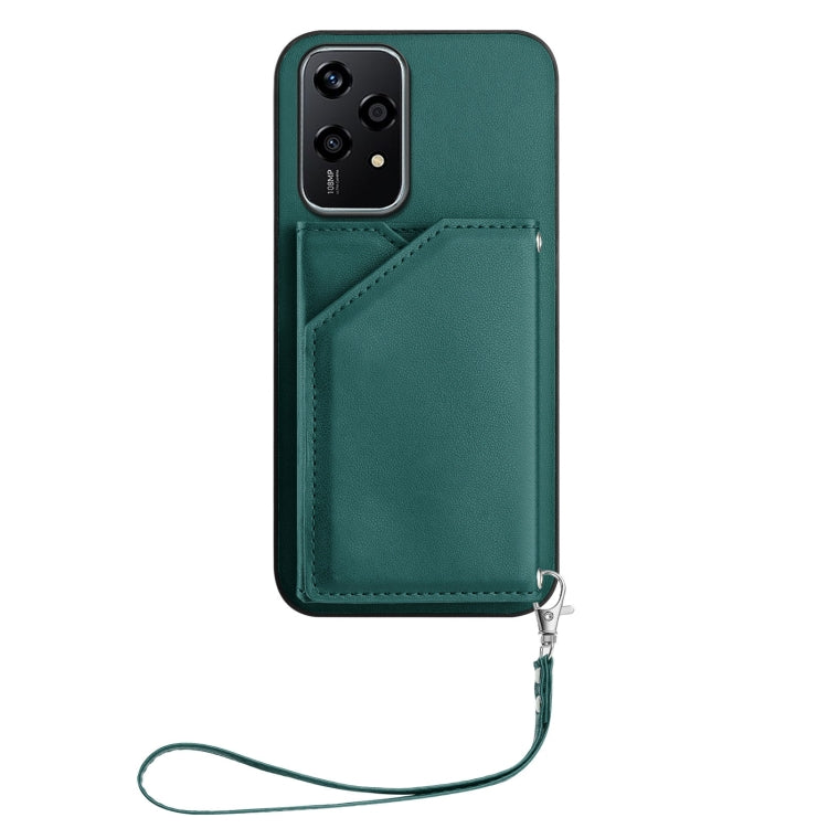 For Honor 200 Lite 5G Skin Feel Four Card Slots Phone Case with Wrist Strap