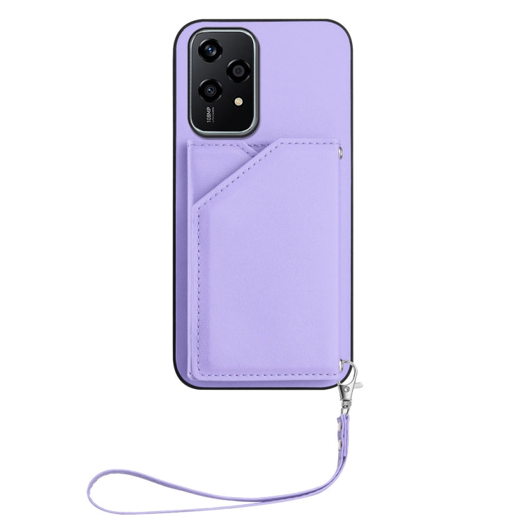 For Honor 200 Lite 5G Skin Feel Four Card Slots Phone Case with Wrist Strap