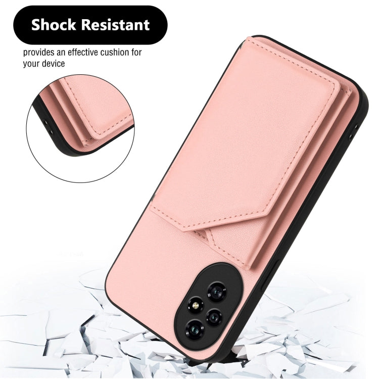 For Honor 200 Pro Skin Feel Four Card Slots Phone Case with Wrist Strap