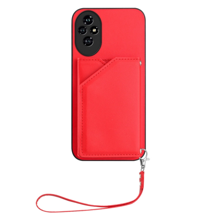 For Honor 200 Pro Skin Feel Four Card Slots Phone Case with Wrist Strap