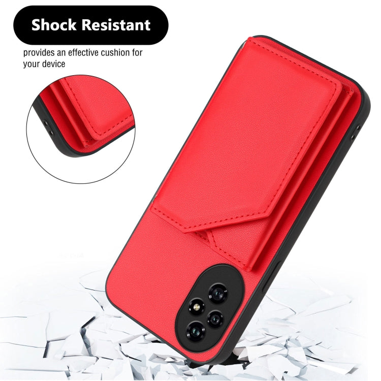 For Honor 200 Pro Skin Feel Four Card Slots Phone Case with Wrist Strap
