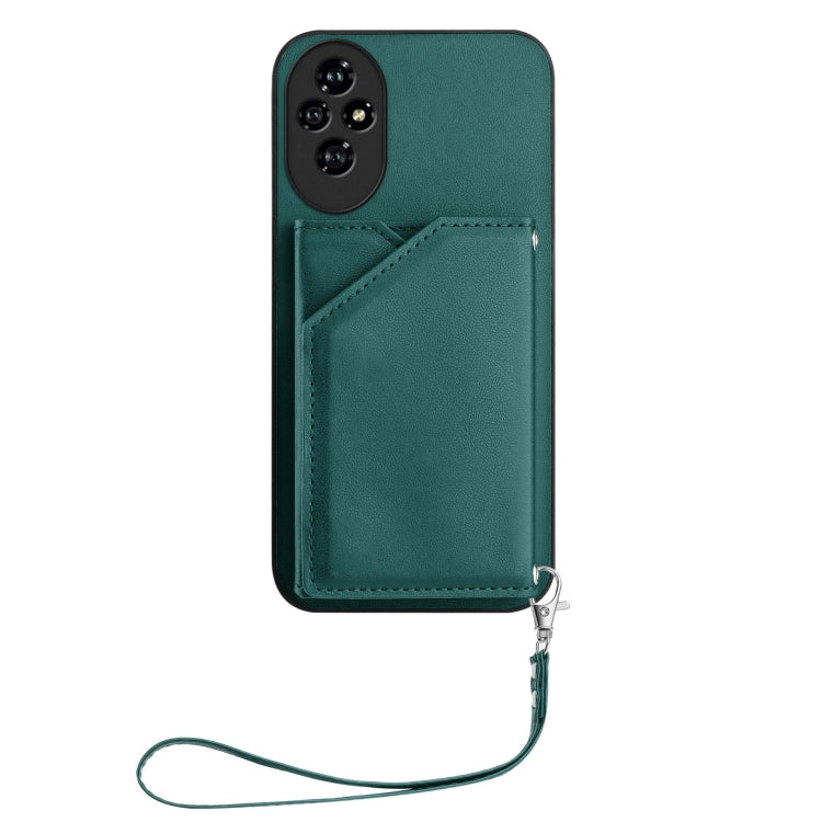 For Honor 200 Pro Skin Feel Four Card Slots Phone Case with Wrist Strap