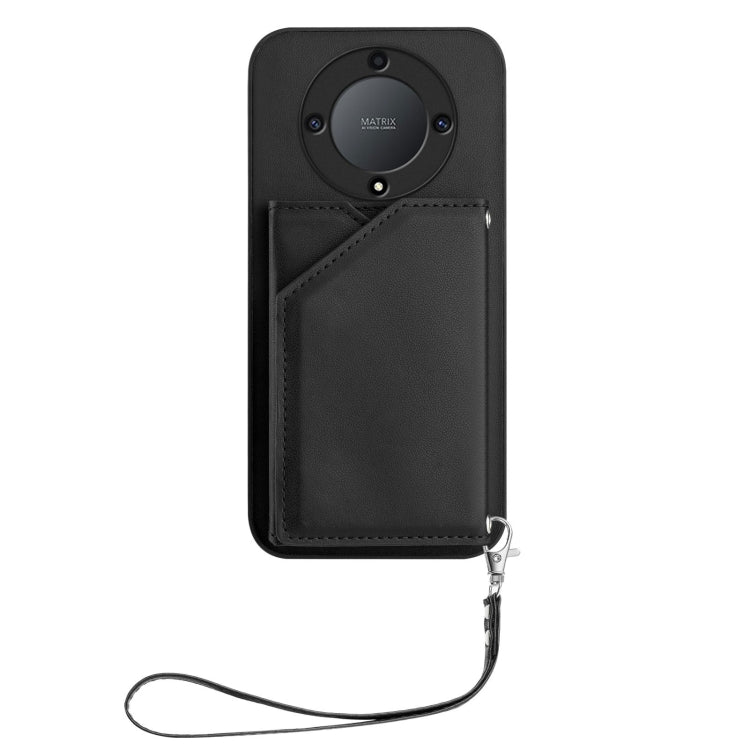For Honor X9A / Magic5 Lite Skin Feel Four Card Slots Phone Case with Wrist Strap