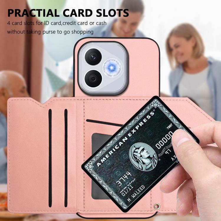 For Honor 400 Lite Global / X70i Skin Feel Four Card Slots Phone Case with Wrist Strap
