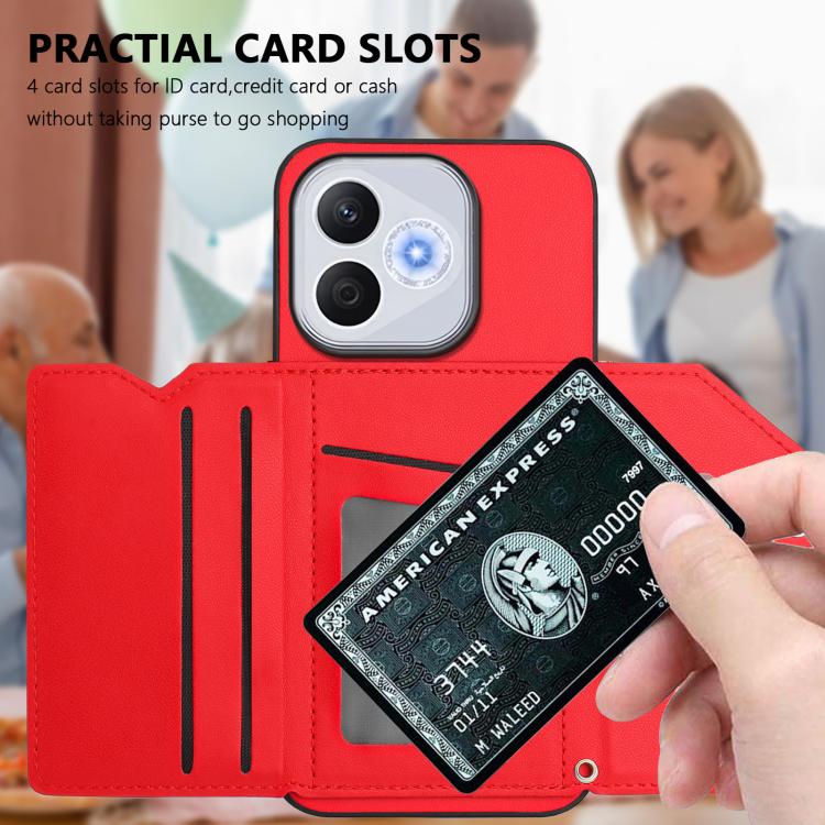 For Honor 400 Lite Global / X70i Skin Feel Four Card Slots Phone Case with Wrist Strap