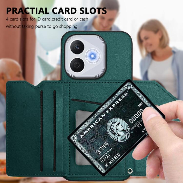 For Honor 400 Lite Global / X70i Skin Feel Four Card Slots Phone Case with Wrist Strap