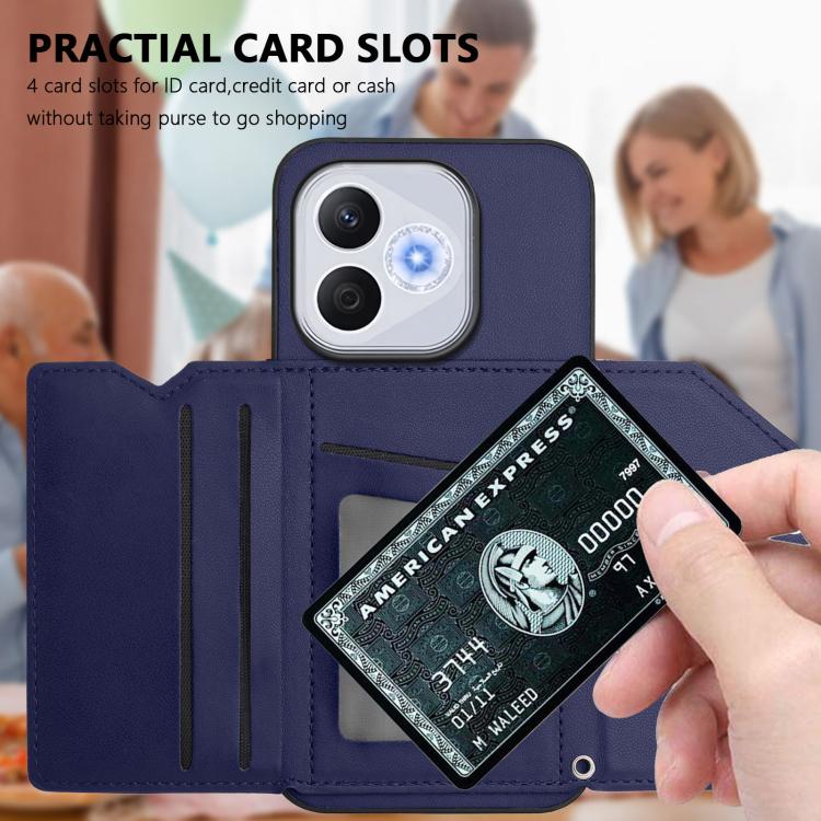 For Honor 400 Lite Global / X70i Skin Feel Four Card Slots Phone Case with Wrist Strap