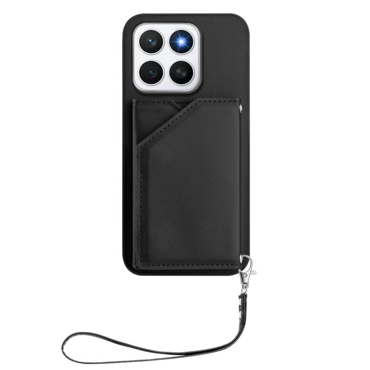 For Honor X8c 4G Skin Feel Four Card Slots Phone Case with Wrist Strap