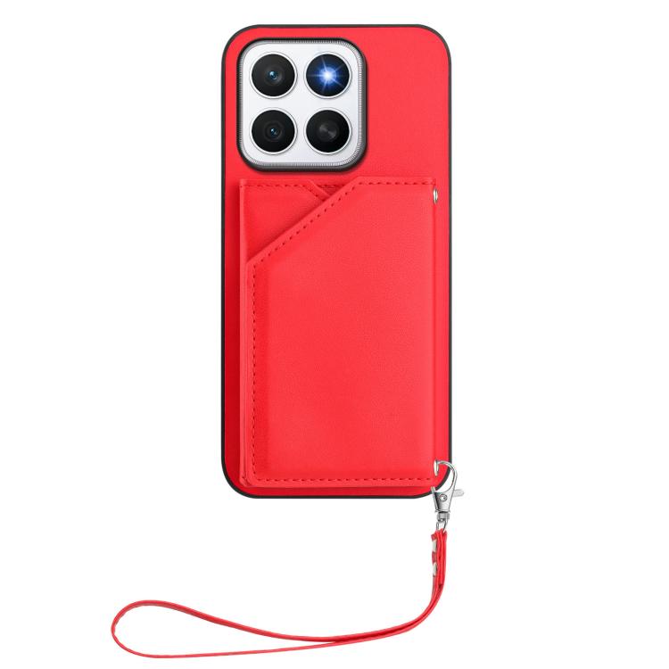 For Honor X8c 4G Skin Feel Four Card Slots Phone Case with Wrist Strap