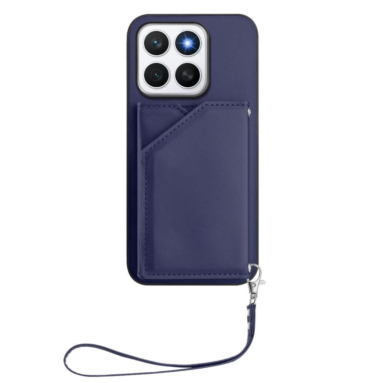 For Honor X8c 4G Skin Feel Four Card Slots Phone Case with Wrist Strap