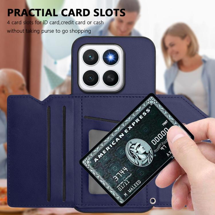 For Honor X8c 4G Skin Feel Four Card Slots Phone Case with Wrist Strap