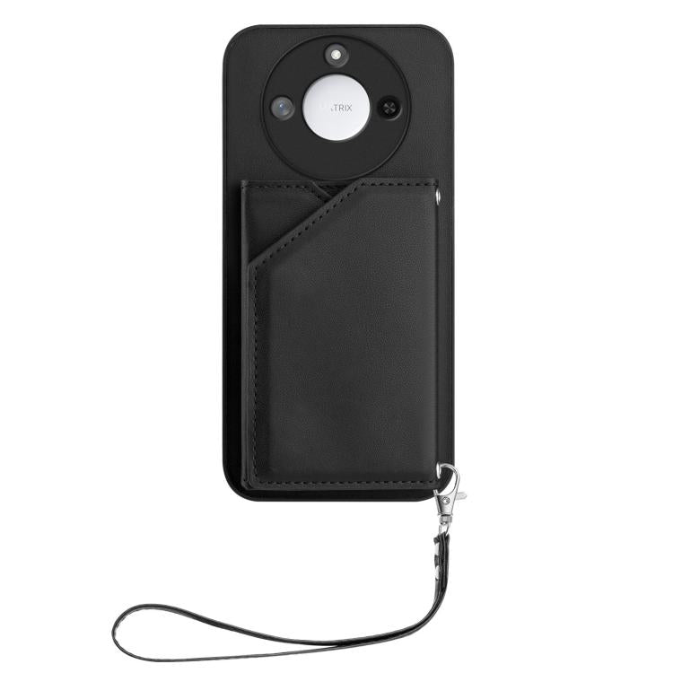 For Honor X60 / X9c Smart Skin Feel Four Card Slots Phone Case with Wrist Strap