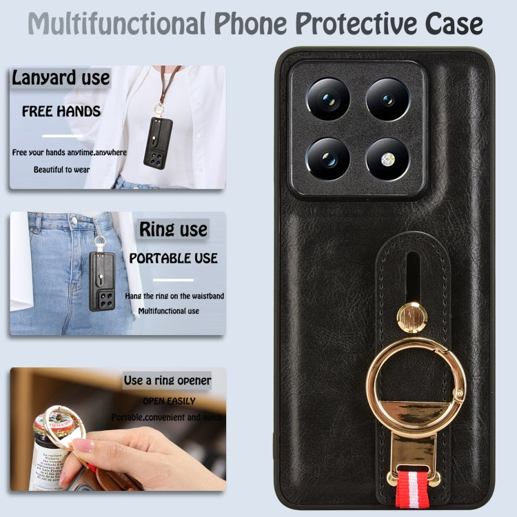 For Xiaomi 14T Pro Wristband Leather Back Phone Case