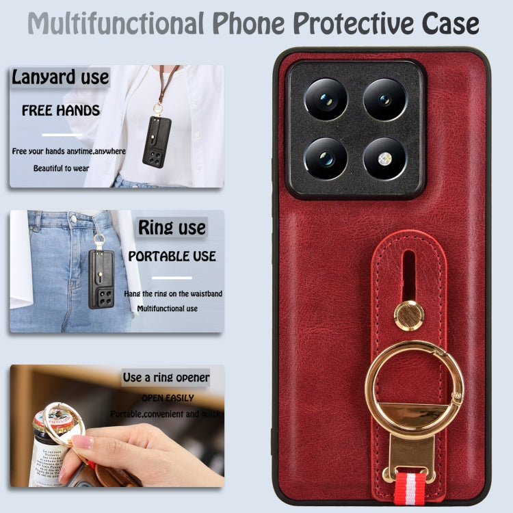 For Xiaomi 14T Pro Wristband Leather Back Phone Case