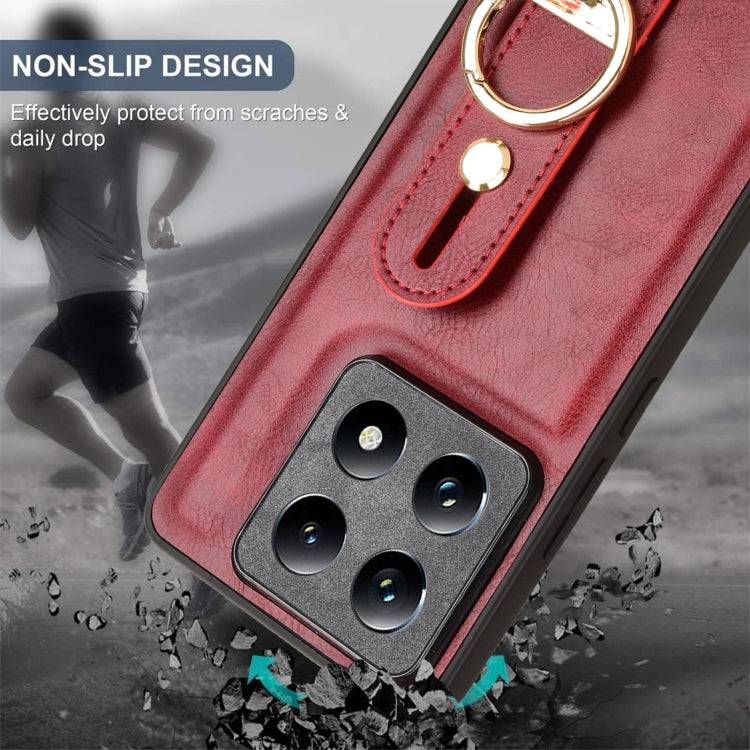 For Xiaomi 14T Pro Wristband Leather Back Phone Case