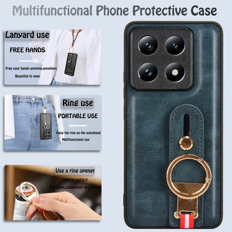 For Xiaomi 14T Pro Wristband Leather Back Phone Case