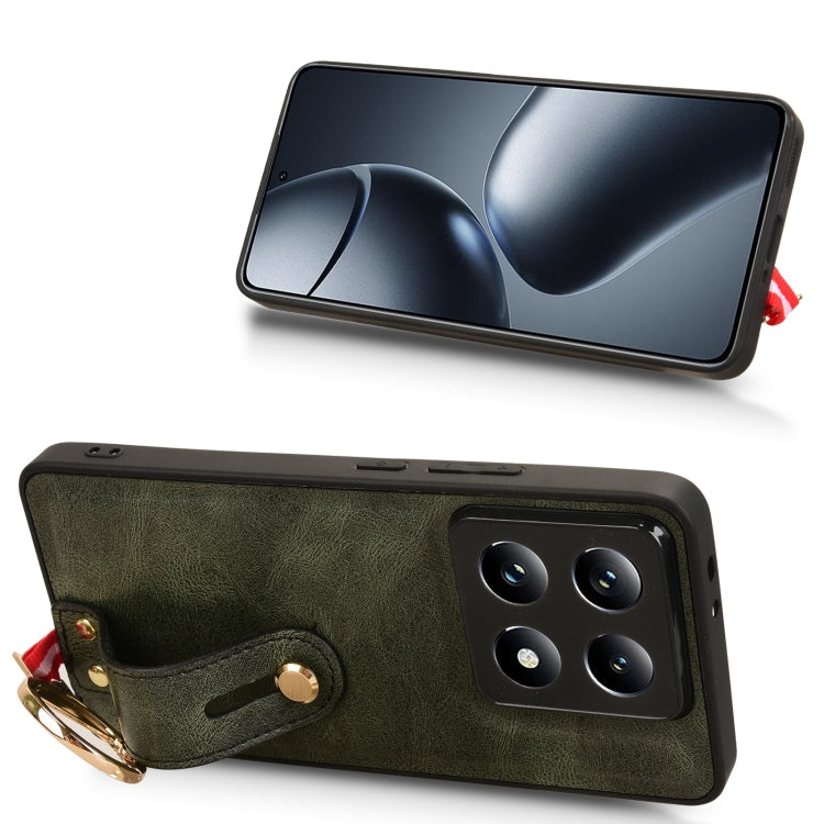 For Xiaomi 14T Pro Wristband Leather Back Phone Case