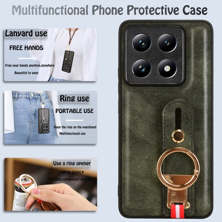 For Xiaomi 14T Pro Wristband Leather Back Phone Case