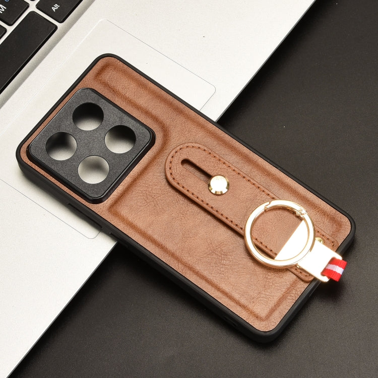 For Xiaomi 14T Pro Wristband Leather Back Phone Case