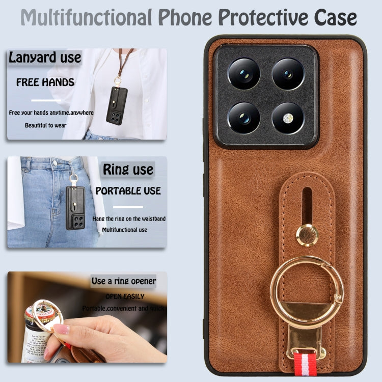 For Xiaomi 14T Pro Wristband Leather Back Phone Case