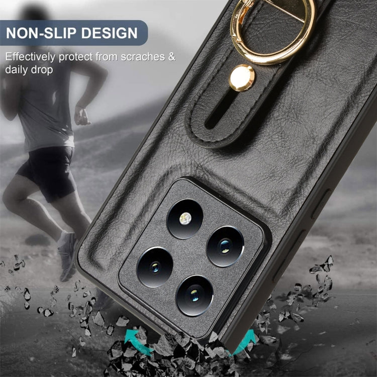For Xiaomi 14T Wristband Leather Back Phone Case
