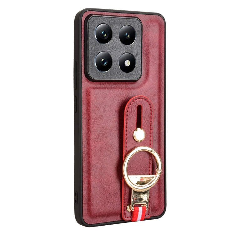 For Xiaomi 14T Wristband Leather Back Phone Case