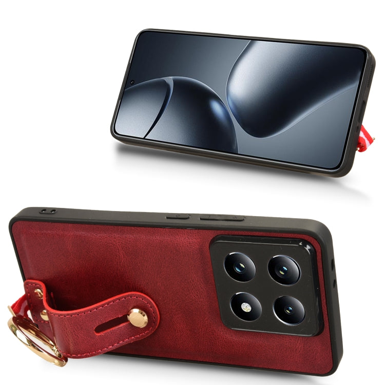 For Xiaomi 14T Wristband Leather Back Phone Case