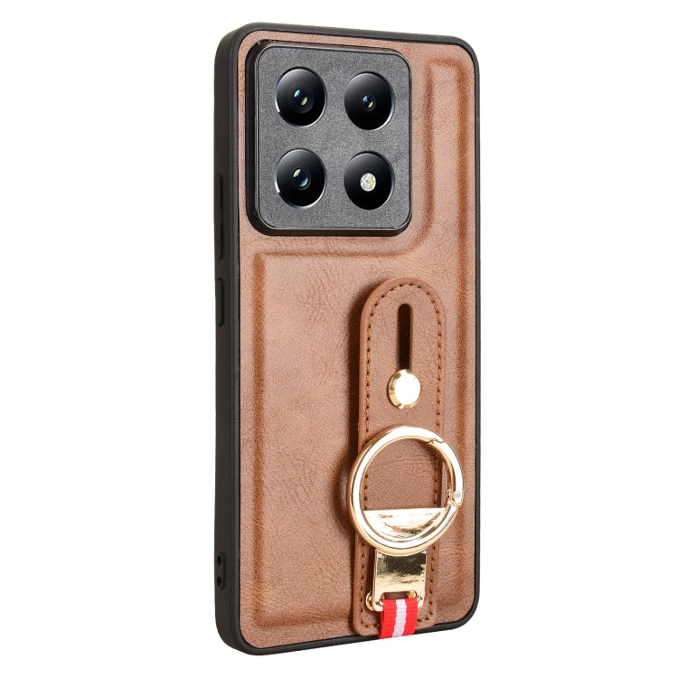 For Xiaomi 14T Wristband Leather Back Phone Case