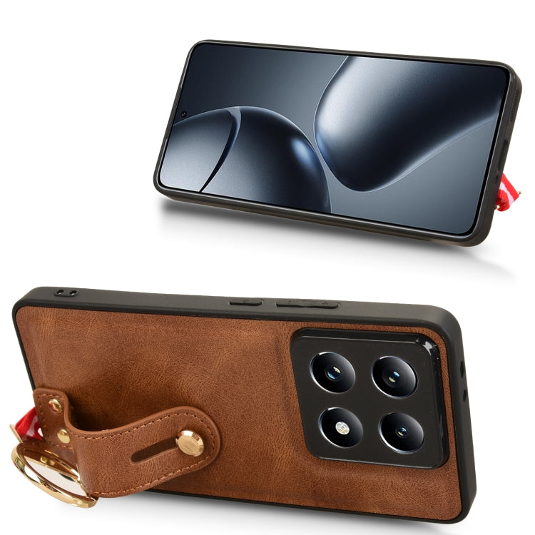 For Xiaomi 14T Wristband Leather Back Phone Case
