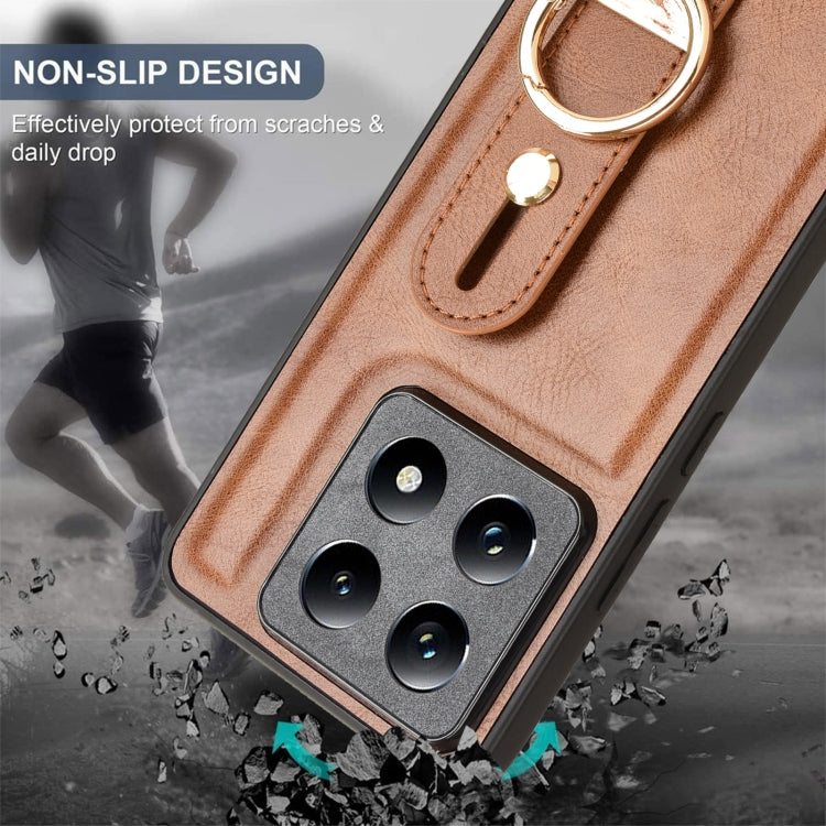 For Xiaomi 14T Wristband Leather Back Phone Case