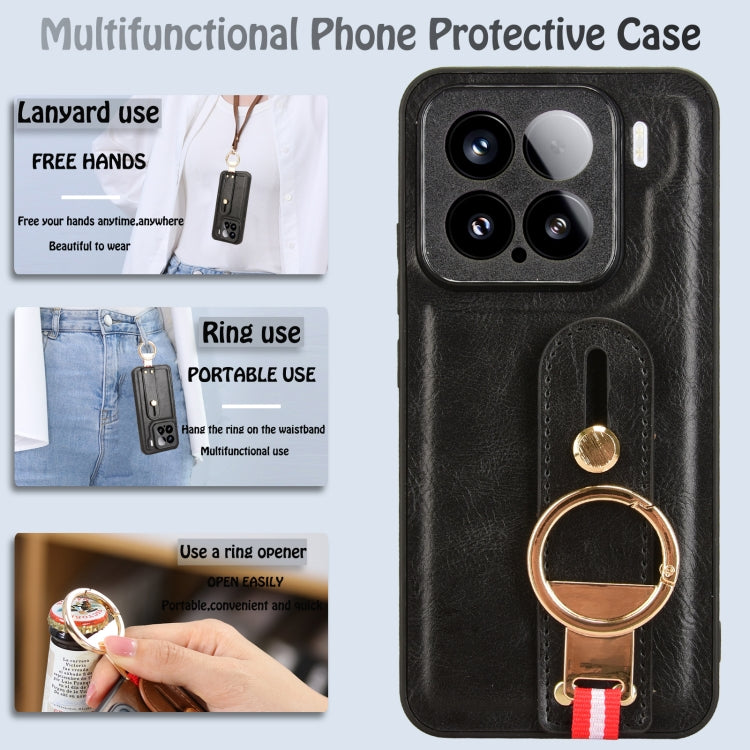 For Xiaomi 15 Pro Wristband Leather Back Phone Case