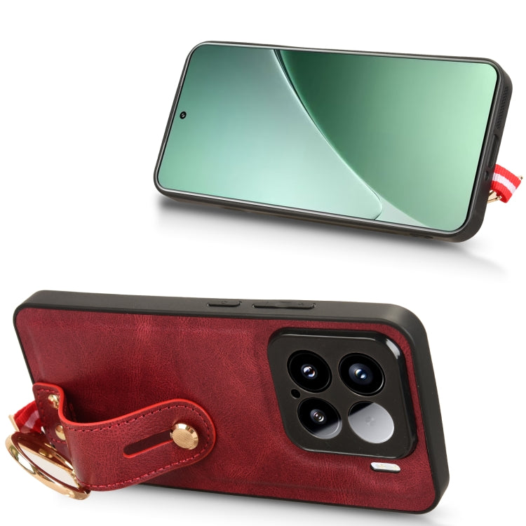 For Xiaomi 15 Pro Wristband Leather Back Phone Case