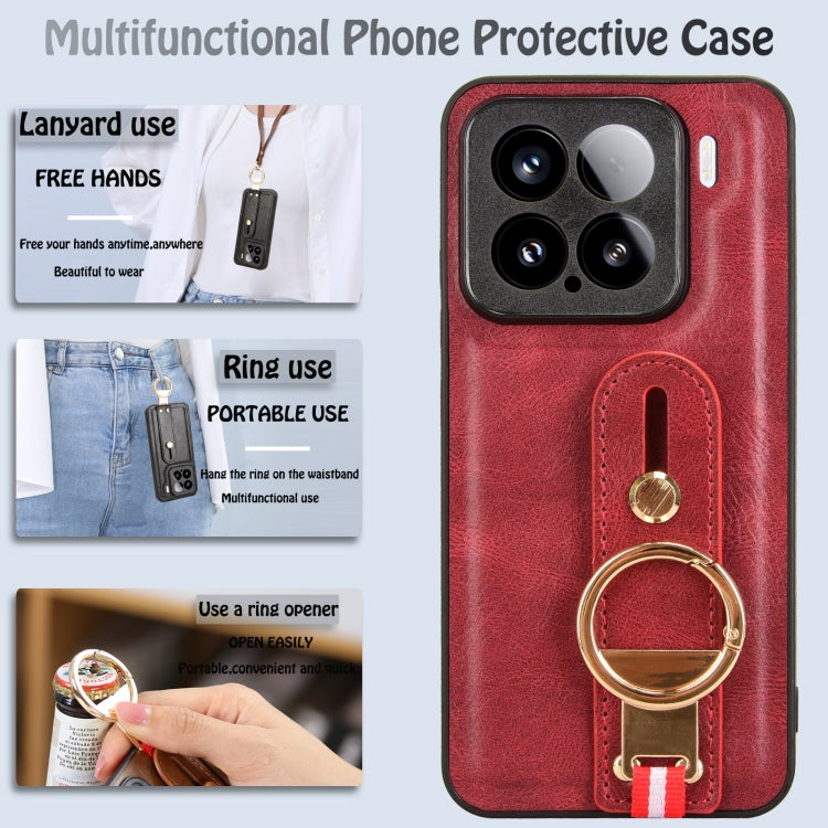 For Xiaomi 15 Pro Wristband Leather Back Phone Case