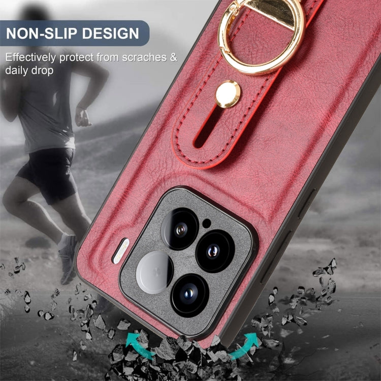For Xiaomi 15 Pro Wristband Leather Back Phone Case