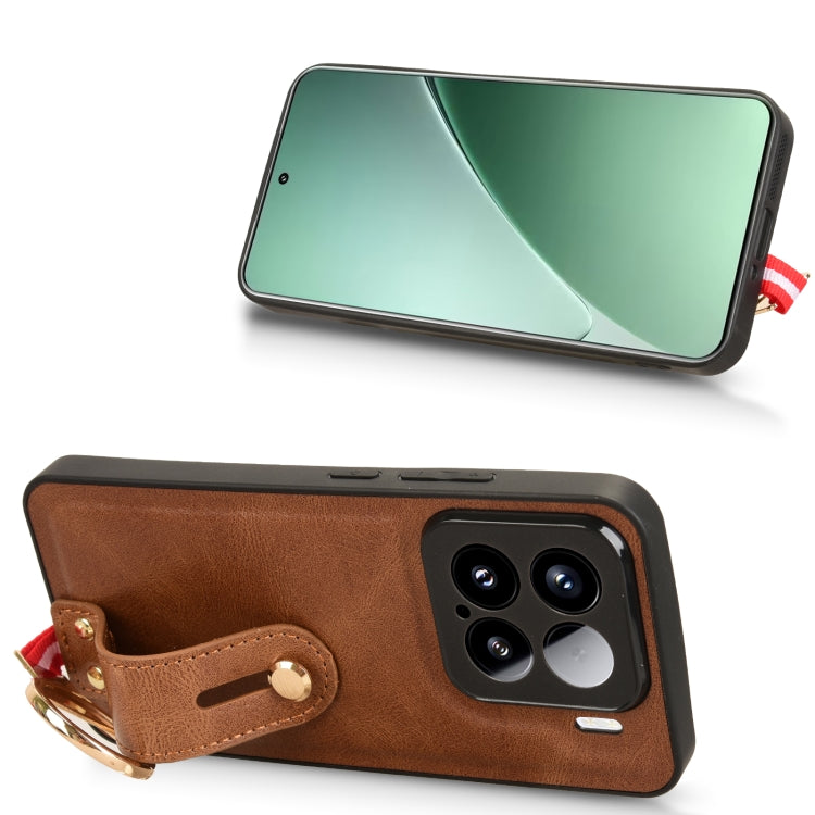 For Xiaomi 15 Pro Wristband Leather Back Phone Case