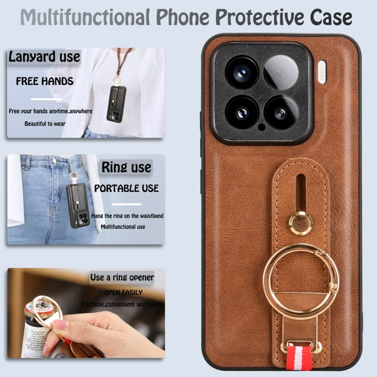For Xiaomi 15 Pro Wristband Leather Back Phone Case