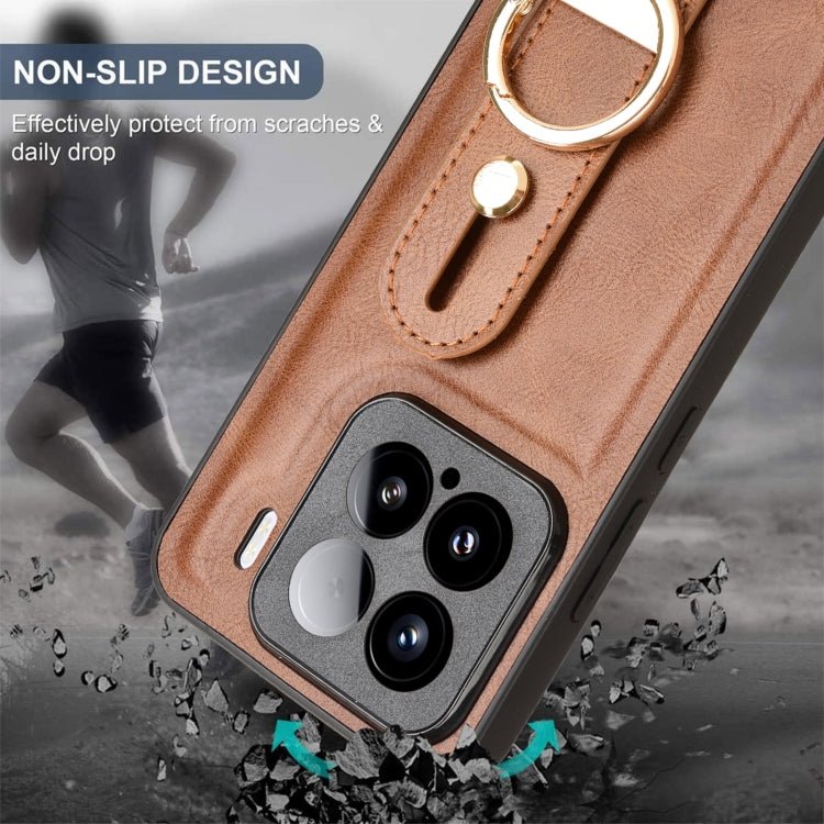 For Xiaomi 15 Pro Wristband Leather Back Phone Case