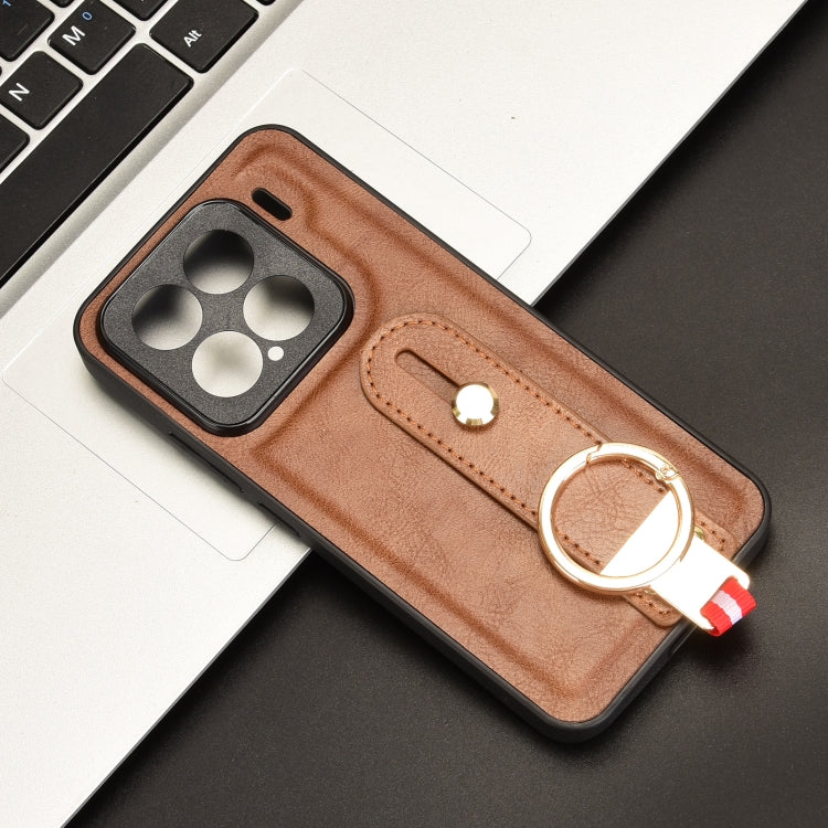For Xiaomi 15 Wristband Leather Back Phone Case