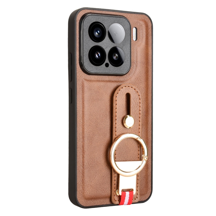 For Xiaomi 15 Wristband Leather Back Phone Case