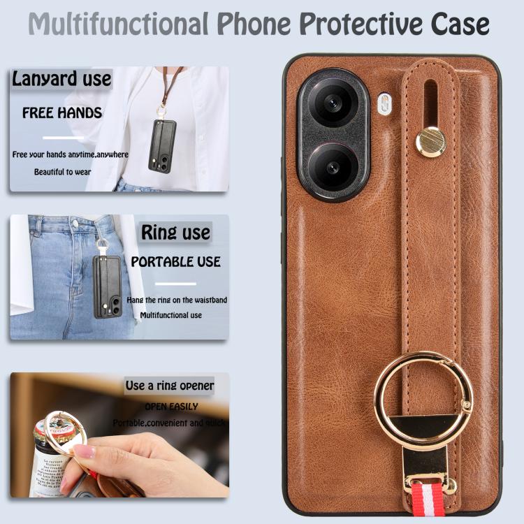 For Xiaomi Poco X7 Pro 5G Wristband Leather Back Phone Case