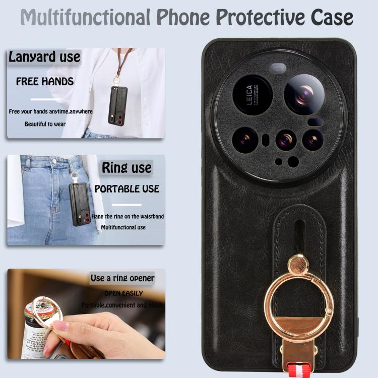 For Xiaomi 15 Ultra Wristband Leather Back Phone Case