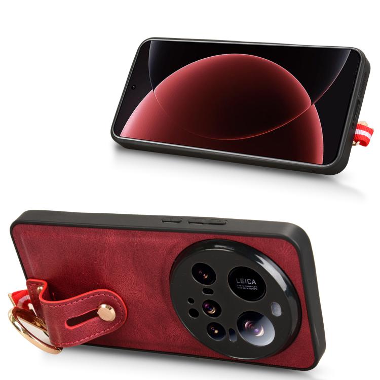 For Xiaomi 15 Ultra Wristband Leather Back Phone Case