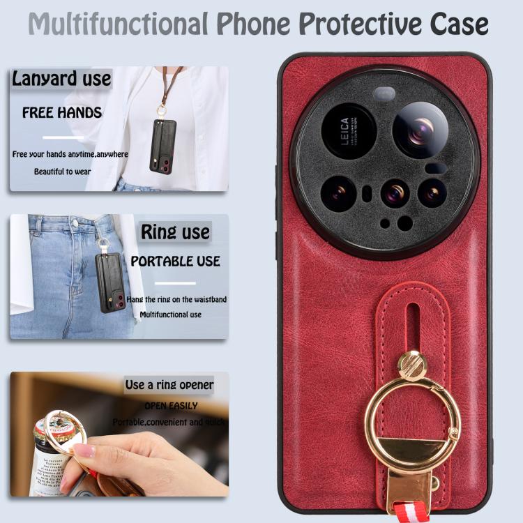 For Xiaomi 15 Ultra Wristband Leather Back Phone Case